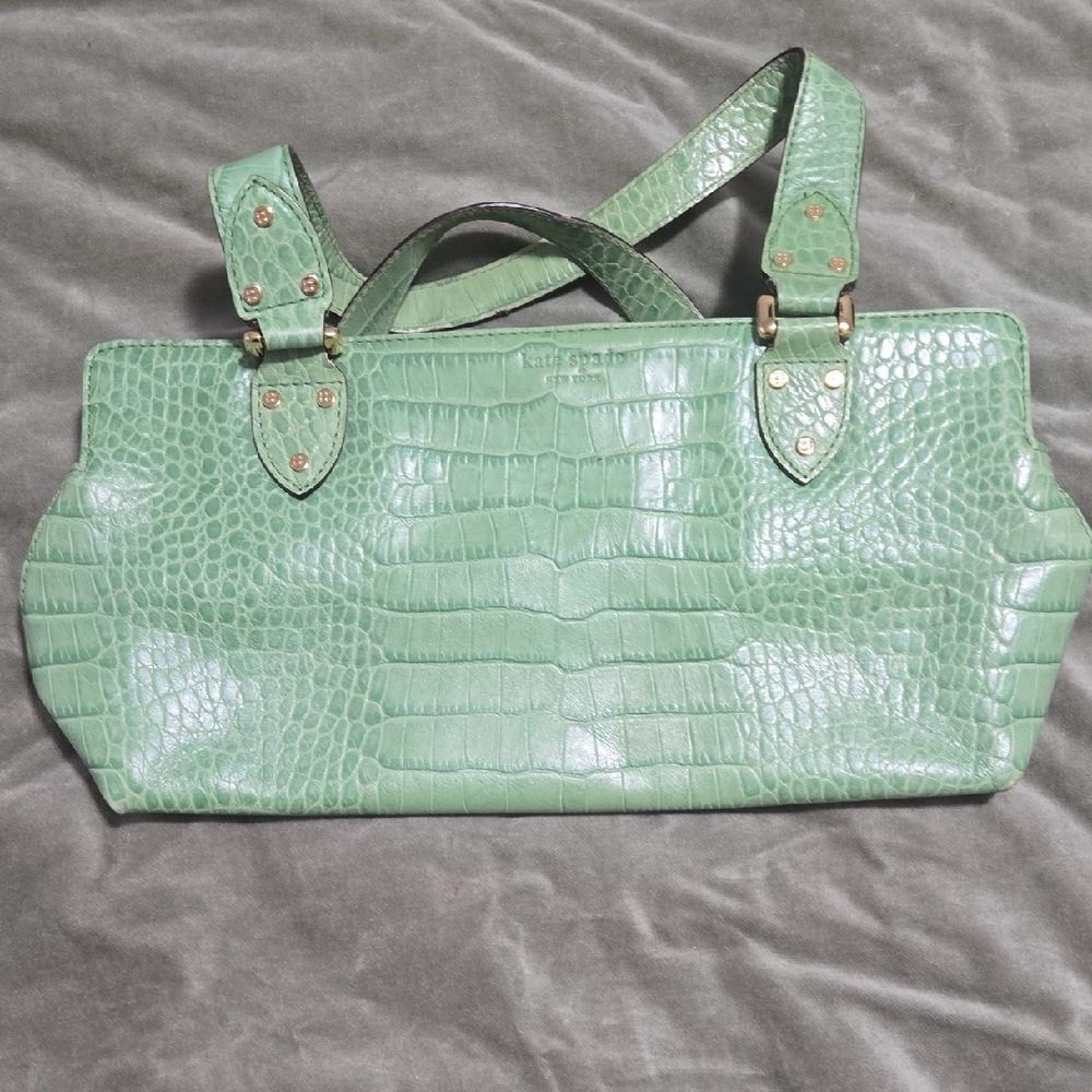 Kate Spade Mint Green Crocodile-Embossed Shoulder Bag